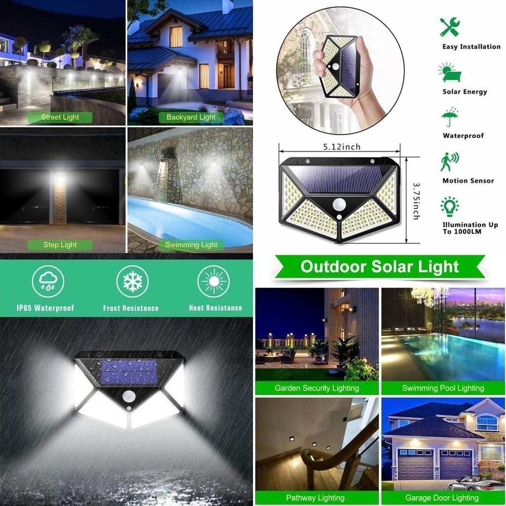 Helle und effiziente 100 LED Solarleuchten Gartenwandleuchte mit Bewegungssensor für den Außenbereich