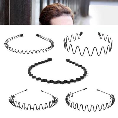 Acessório de Moda Masculina Estiloso Metal Ondulado Headband Grampos de Cabelo Headwear Aro de Cabelo
