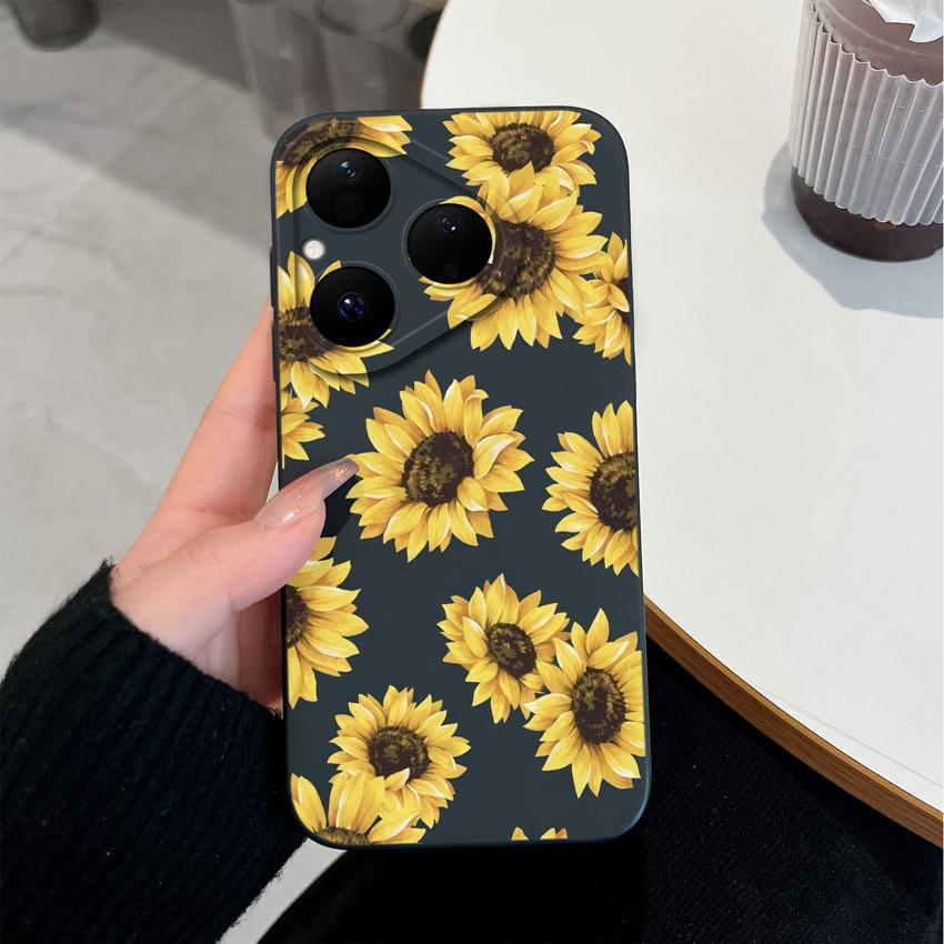 For Huawei Nova Y90 4E 5T Y70 Y72 6 7 8 9 SE Y61 Pura 80 Pro Soft Silicone Phone Covers Beautiful Sunflower Patterns Anti Slip Shell For Huawei Casing