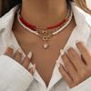 Seed Beads Short Choker Necklace for Women 2026 Fashion Layered Beaded Chain with Imitation Pearl Pendant Necklaces Neck Jewelry