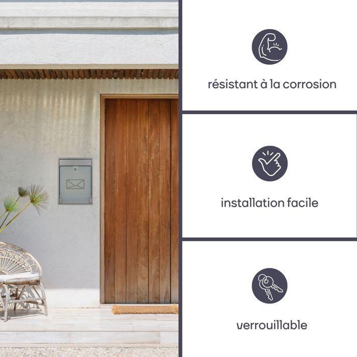 Boîte aux Lettres - Milan - Argent - 2 Clés Incluses - Murale - Extérieur