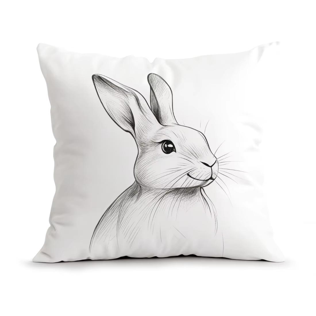 

Double Sided Sketch Simple Rabbit Pattern Pillowcase Polyester Cushion Cover Throw Pillow for Home Car Sofa Decor 45cmx45cm