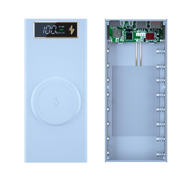 8x18650 Battery Storage Box PD Quick Charge Power Bank Case Support Wireless Charging/Quick Charging Functions