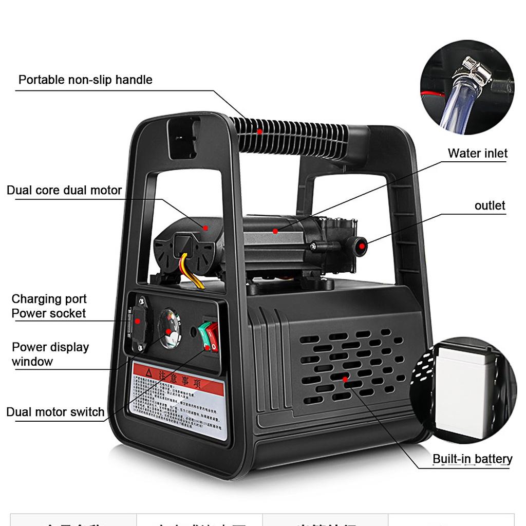 Portable Power Sprayer Pump High Pressure Washer Rechargeable Water Pump for Car Home Garden Spray 100W