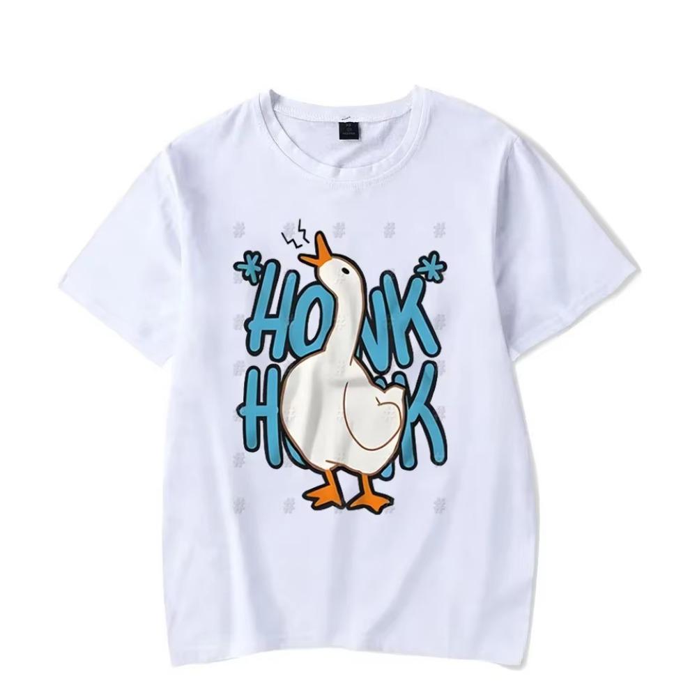 Men Women Cartoon T-Shirts 2024 Summer Harajuku Kawaii Honk Goose Printed Short Sleeve Tees Streetwear Loose Clothes Y2K Tops