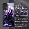Luxus Blumendekor Lotusblumenmuster Gehärtetes Glas Handyhülle für Samsung Galaxy A56 A55 A54 A53 A52 A36 A14 A31 A51 5G Hülle