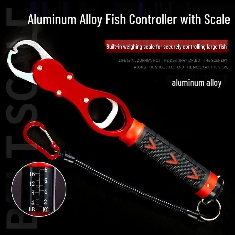 Fish Gripper Fishing Tool: Multi-functional Hook Remover Pliers with Scale for Large Fish.