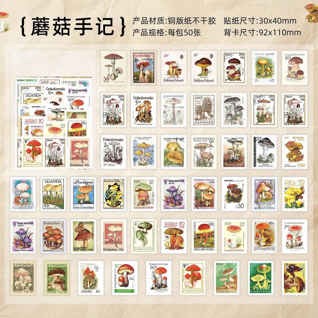 50 pcs Vintage Stamp theme Stickers pack Creativity Decorative Diary Album Scrapbooking material Craft Supplies