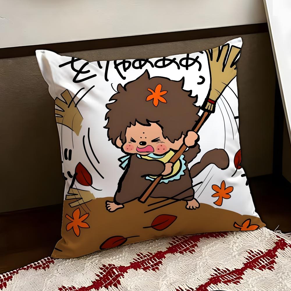 Cartoon MMonchhichi Cushion Cover Reversible Soft Durable Pillow Cover Home  Car MultiScene Use for Daily Comfort