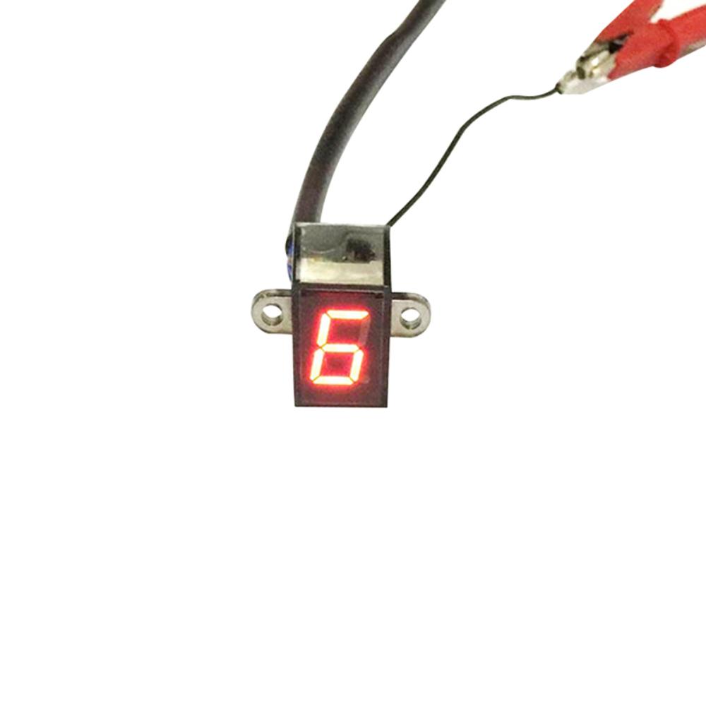 Universal Motorcycle Speedometer - Waterproof 5-6 Gear Indicator with Red LED Display & Shift Sensor for Tricycles