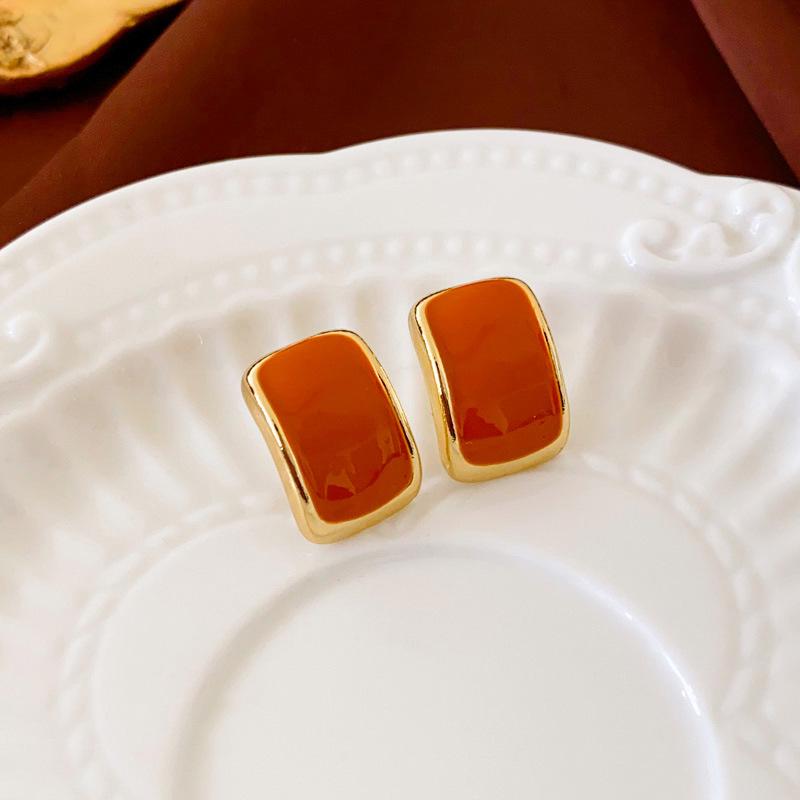 Boucles d'oreilles pendantes vintage en émail style peinture à l'huile - Luxe léger, design rétro haut de gamme pour femmes