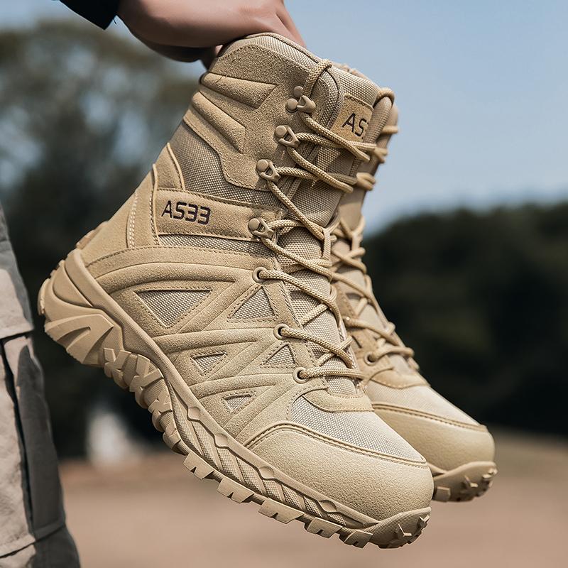 Men's High-Top Outdoor Boots Autumn Winter New Style Climbing Mountain Off-Road Tactical Boots Large Size Comfortable Shoes