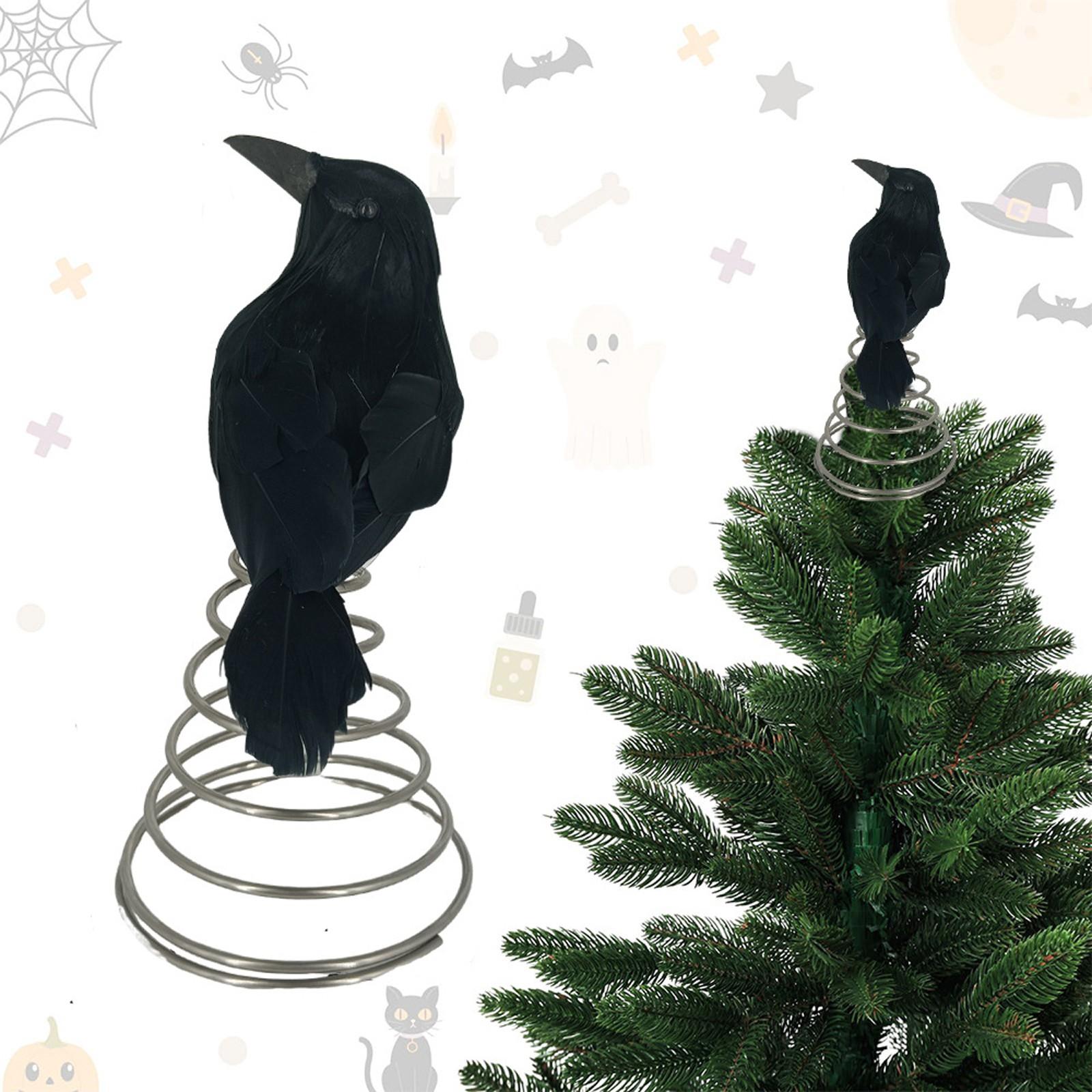 

Halloween Crow Tree Topper Spooky Halloween Tree Ornaments Miniature Christmas Ornaments For Party Supplies One Size