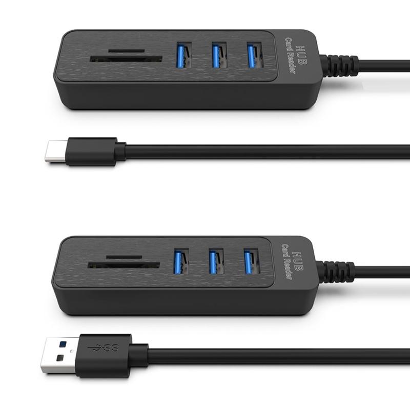 Multiple Port USB3.0 Hubs Featuring SDTF Card Slots 2 USB2.0 Port Data Transfer Adapters For Computer Tablets