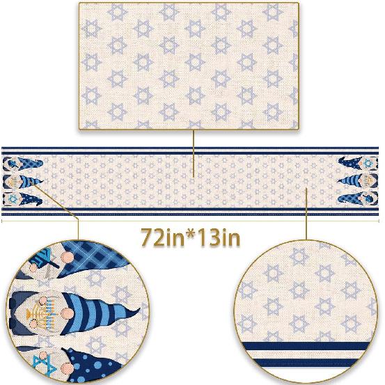 Hanukkah Gnome Table Runner Chanukah Menorah Star of David Table Decor Je Holiday Party Kitchen Dining Home Decorations