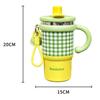 Kaffeebecher Outdoor Thermo Wasserflasche Edelstahl Eis Ochsenbecher mit Strohhalm Hält kalt und warm Vakuumflasche Thermosbecher