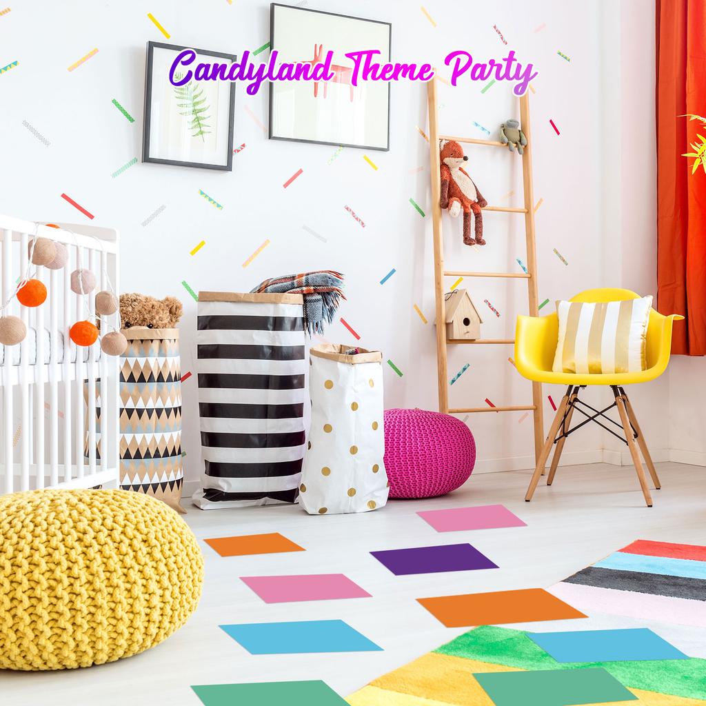 30 Pcs Colorful Pvc Floor Stickers Candy Land Party Decorations Pastel Color Floor Stickers Candyland Runway Rug Hallway Runner