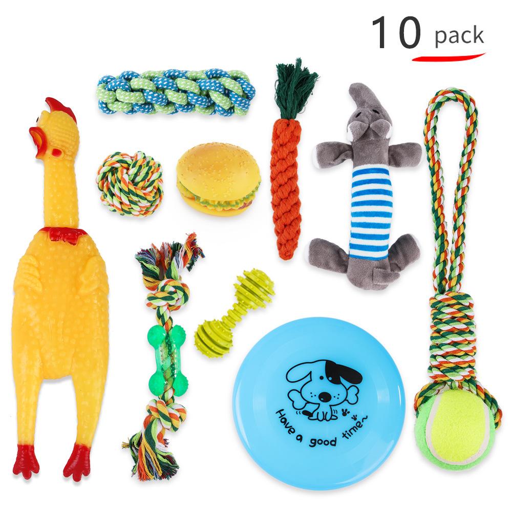 Pet Supplier Plush Cat Toy Family Toy for Cats Cotton Rope Chew Pet Dog Toys Set (as the picture,7PACK 33*25CM)