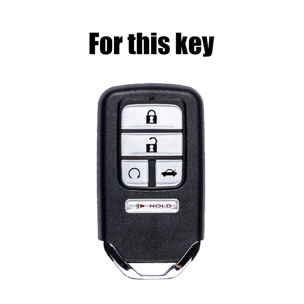 5 Button Remote Smart Car Zinc Alloy Key Fob Chain Ring Cover Case Keyless Entry PU Leather For Honda Pilot Civic Accord 2023