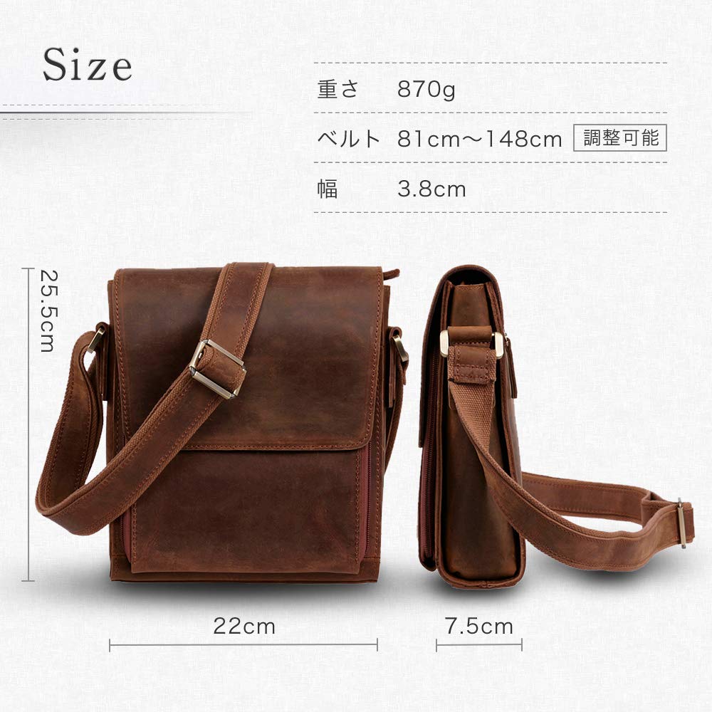 NICE SELECTION Genuine Leather Shoulder Crossbody Messenger for and More Men's Bag, Bag, Bag, Commuting, School, (Regular, Brown)