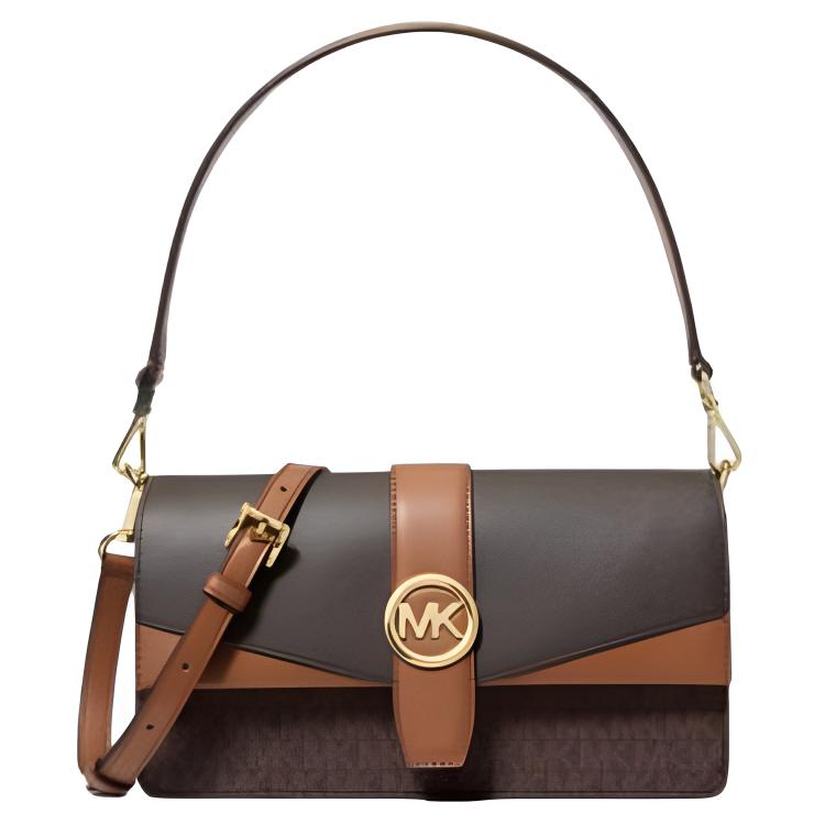

Michael Kors Mk Greenwich Logo Print Coated Canvas Crossbody Bag Medium Women crossbody bag Brown Gold 35F5GGRL2B-BROWN Basic Set (Bag)