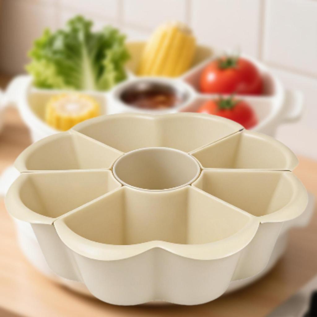 Veggie Tray Divided Serving Tray for Household Thanksgiving Family Gathering Multipurpose Rotating Hot Pot Vegetable Platter