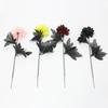 Burgundry Dahlia Black Artificial Flower Branch Wedding Flower Wall Arrangement Materials Halloween Fake Flower Table Home Decor