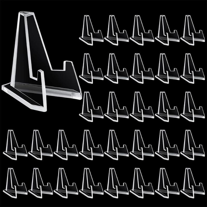 10/20/30Pcs Transparent Acrylic Coin Display Stand Trading Card Stand Commemorative Coin Mini Stand Badge Stand Ornament