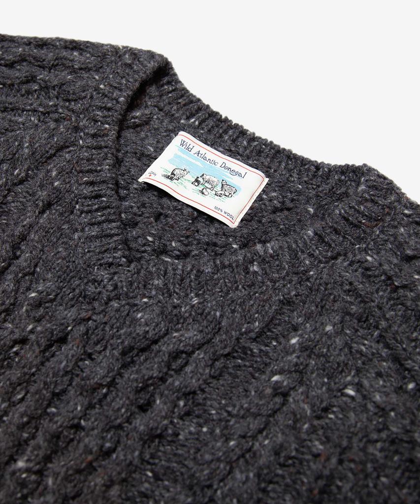 Noa (U) V-Neck Donegal Fisherman Sweater Heather Grey