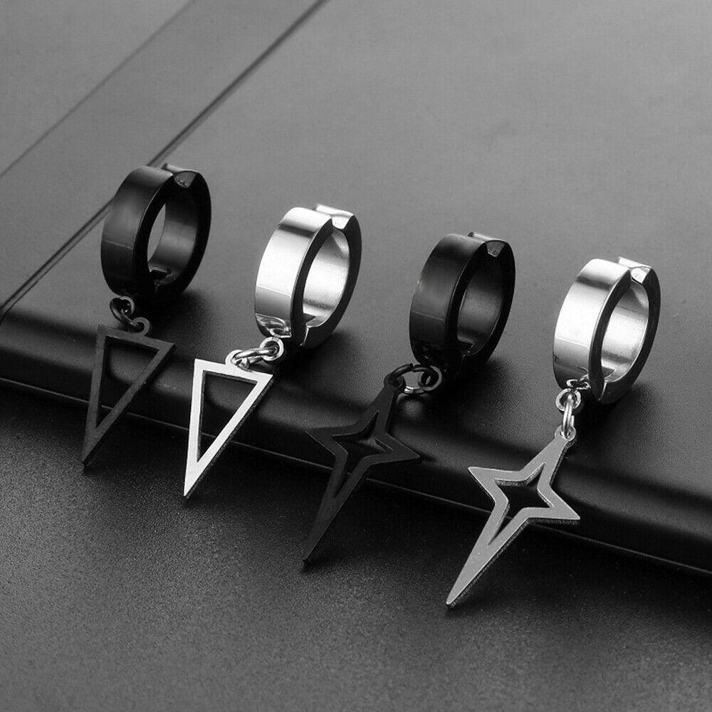 Boucles d'oreilles créoles en forme de croix pour hommes et femmes, 2 pièces, Piercing d'oreille en acier inoxydable, bijoux Punk
