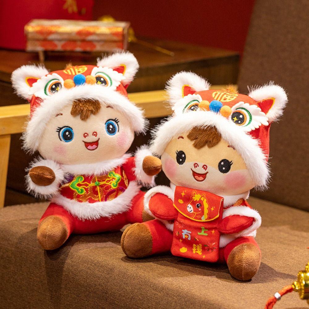 Lucky Chinese Zodiac Horse Cartoon Animal Pony Plush Doll Horse Stuffed Toys  Home Decor