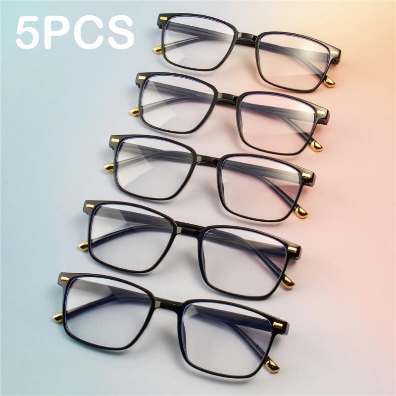 5pcs Classic Square Reading Glasses Comfortable Fashionable Bifocal Eyeglasses for Men and Women