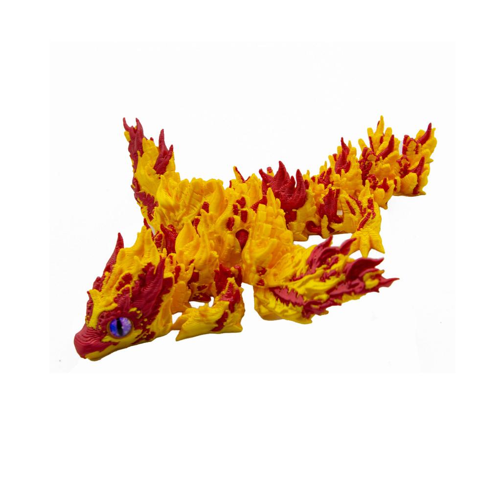 3D Printed Flying Dragon Ornament Toy With Simulation Eyeballs Model Movable Joints Toys Wings Dragon Model Desktop Ornament Toy