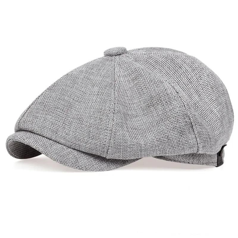 Men's Spring and Summer Thin Breathable Octagonal Hat Sunscreen Retro Beret