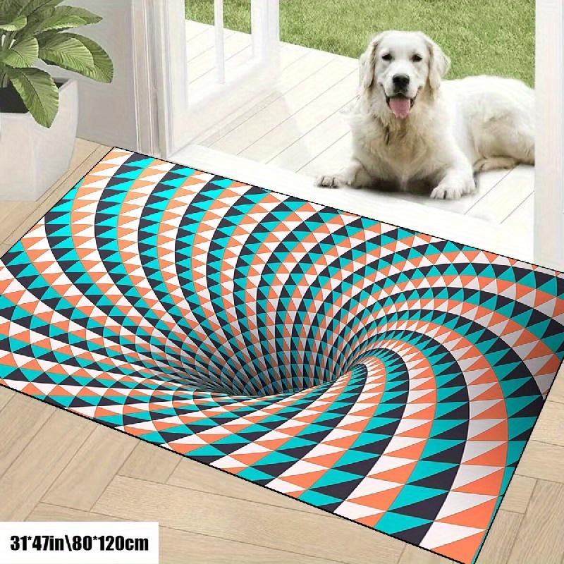Optical Illusion Vortex Rug - Mind-Bending Geometric Art for Game Rooms  Trippy Floor Mat Anti slip carpet can be machine washed