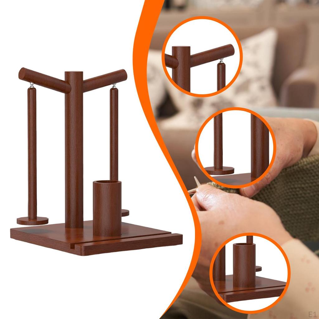 Crochet Yarn Holder Double Spindles Compact with Phone Stand Ball for Shelf Studios Home