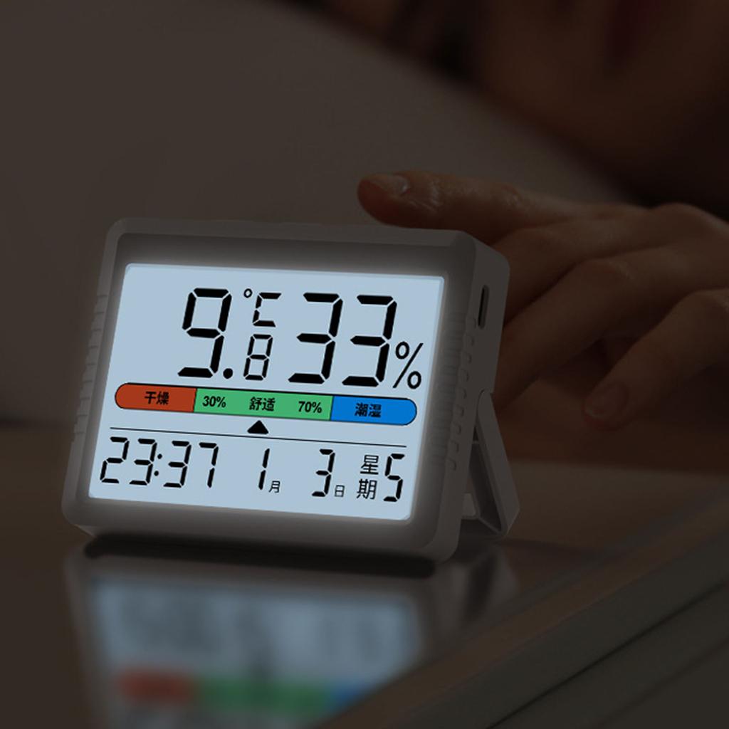 USB Rechargeable Indoor Temperature Humidity Monitors Meter Thermometers with Large Display for Homes or Office