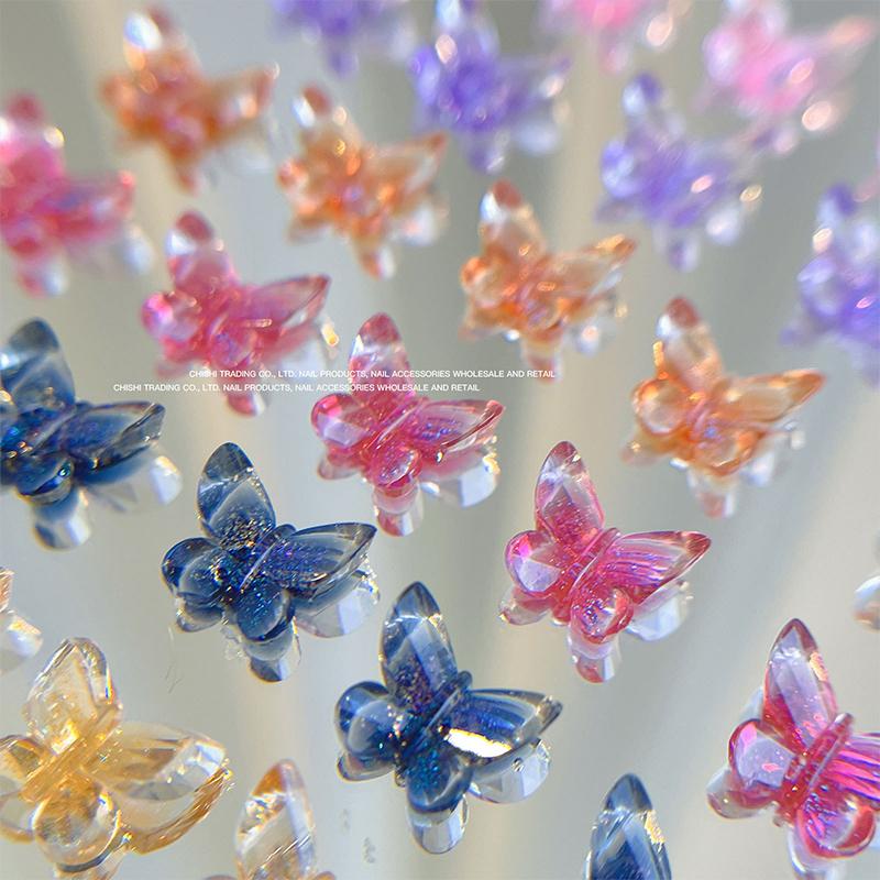 10PCS Ice Crystal Stereoscopic Butterfly Resin Nail Painting Decoration Accessory Nail Patches