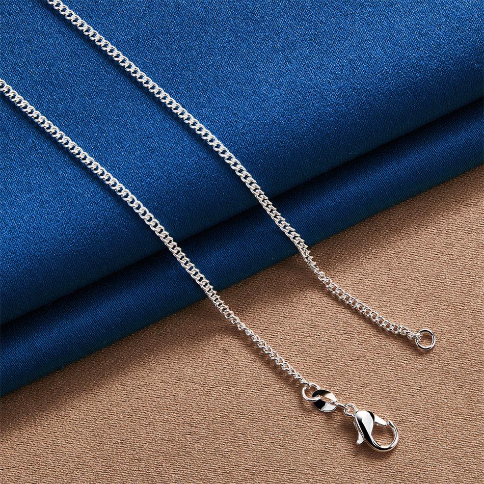 925 Sterling Silver 2mm Exquisite Cuban Chain Necklace for Men and Women, Fashionable Party Gift, Hip Hop Accessory