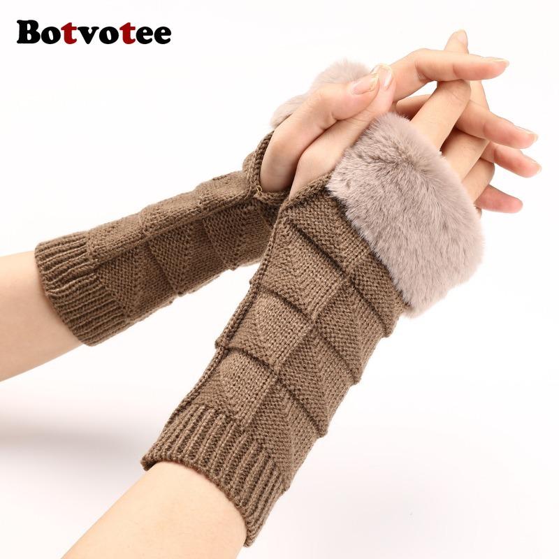 Botvotee Y2k Accessories Fingerless Gloves Sleeves for Women Arm Warmers Winter Knit Short Sleeve Fashion Hands Free Gloves