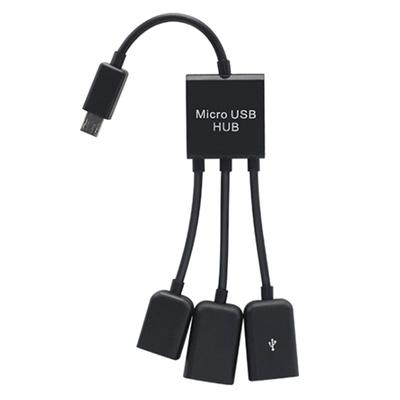 Hub Macho a Hembra 3 en 1 Micro USB Tipo C Doble USB 2.0 Host Adaptador OTG Cable