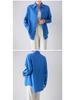 Damen blaues zweireihiges Langarm-Tencel-Baumwollhemd