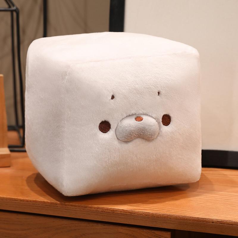 17/22cm Cube Seal Plush Toy Milk Puff Tofu Cube Shaped Seal Plush Doll 7cm Seal Plush Pendant Keychain Boy Girl Gift 7cm-pendant