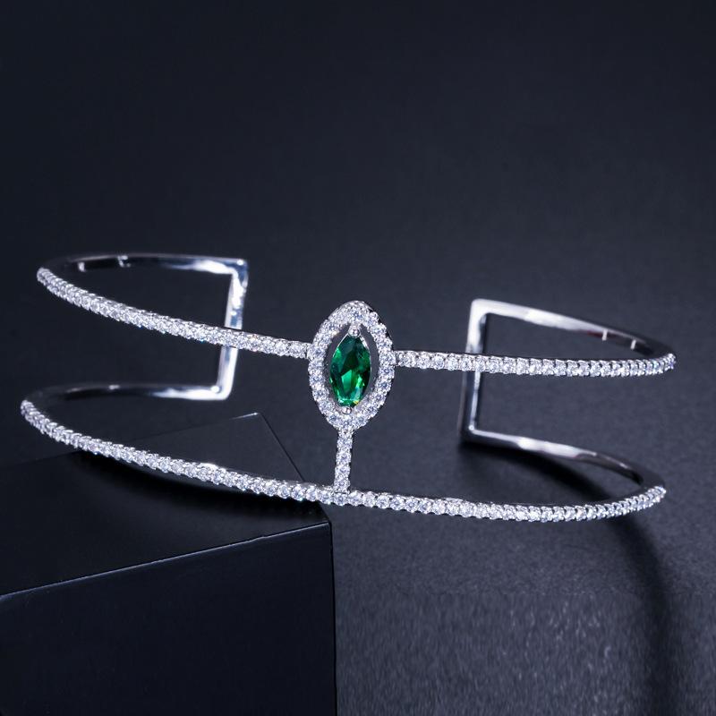 S0146 Jewelry, Micro-Inlaid Zircon Two-Layer Opening Adjustable Bracelet, Clothing Accessories Women