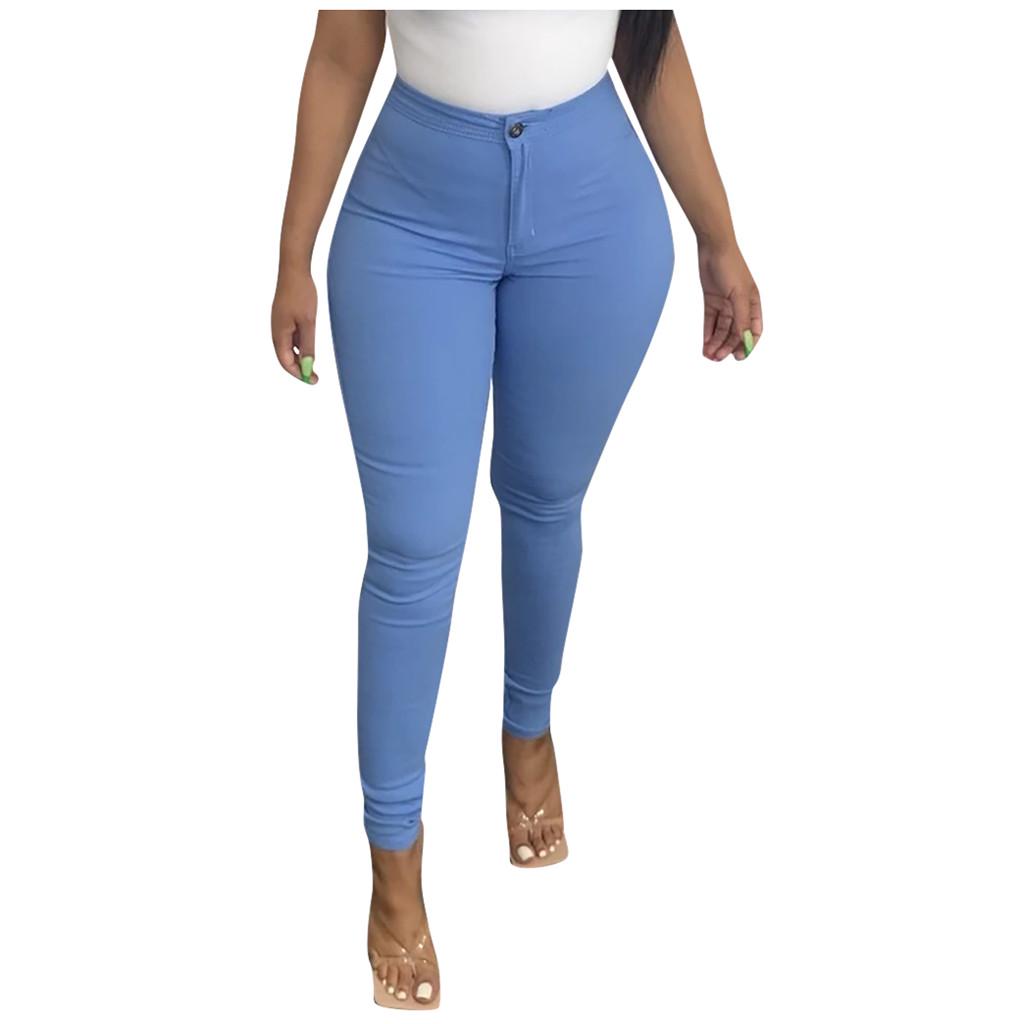 Fashion Women Multicolor Solid Elastic Leggings Trousers Jeans Casual Pants