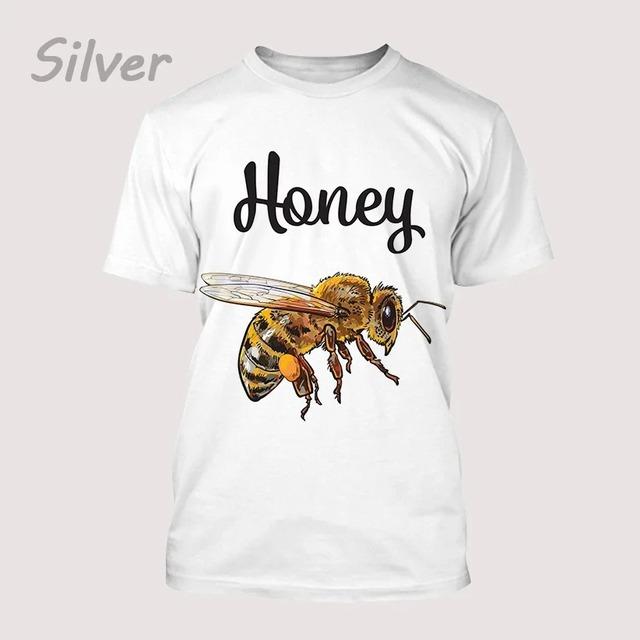 

Летняя мужская футболка с коротким рукавом и принтом пчелиного меда 3D унисекс, повседневная, уличная, эластичная 6XL серый