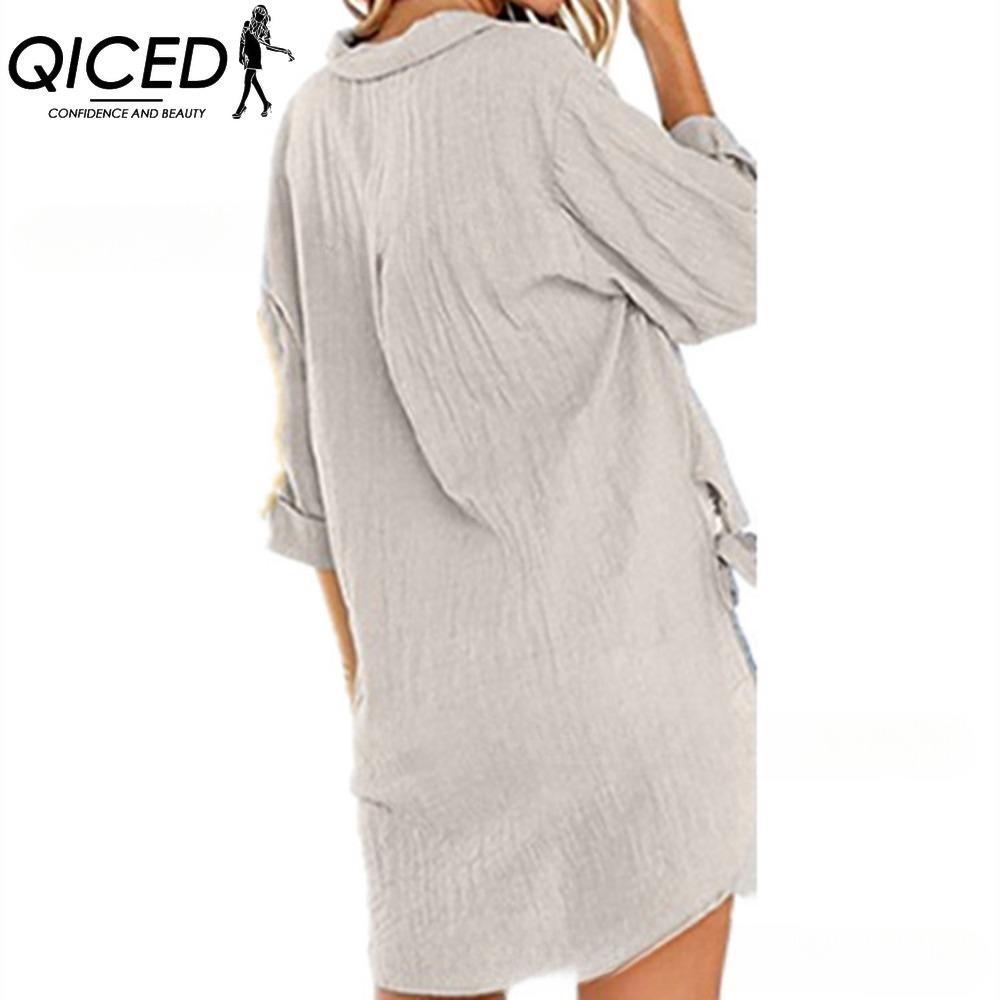 

QICED Жіночі Модні Повсякденні Однотонні Блузки та Сорочки з Принтом з Довгим Рукавом та Комірцем ПОЛО XXXXXL хакі