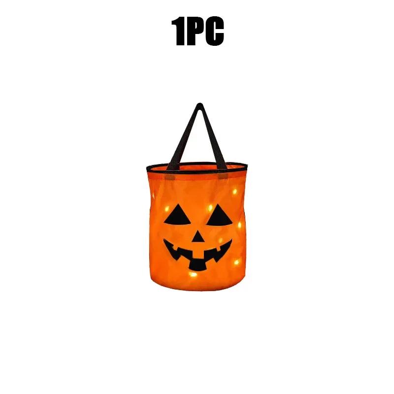 

1-20PCS Halloween Handheld Pumpkin Bags Birthday Party Gift Bags LED Glowing Pumpkin Bags Candy Bags Halloween Decoration 30x25cm