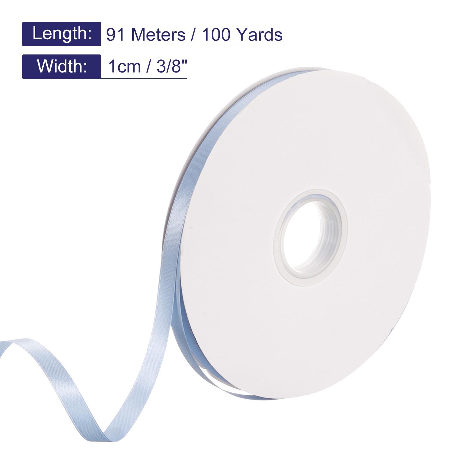 

100 Yards Satin Ribbon 1cm Double Face Polyester Satin Ribbon for Gift Wrap Christmas Wedding Birthday Party Decor Handmade DIY 100 Yards синій