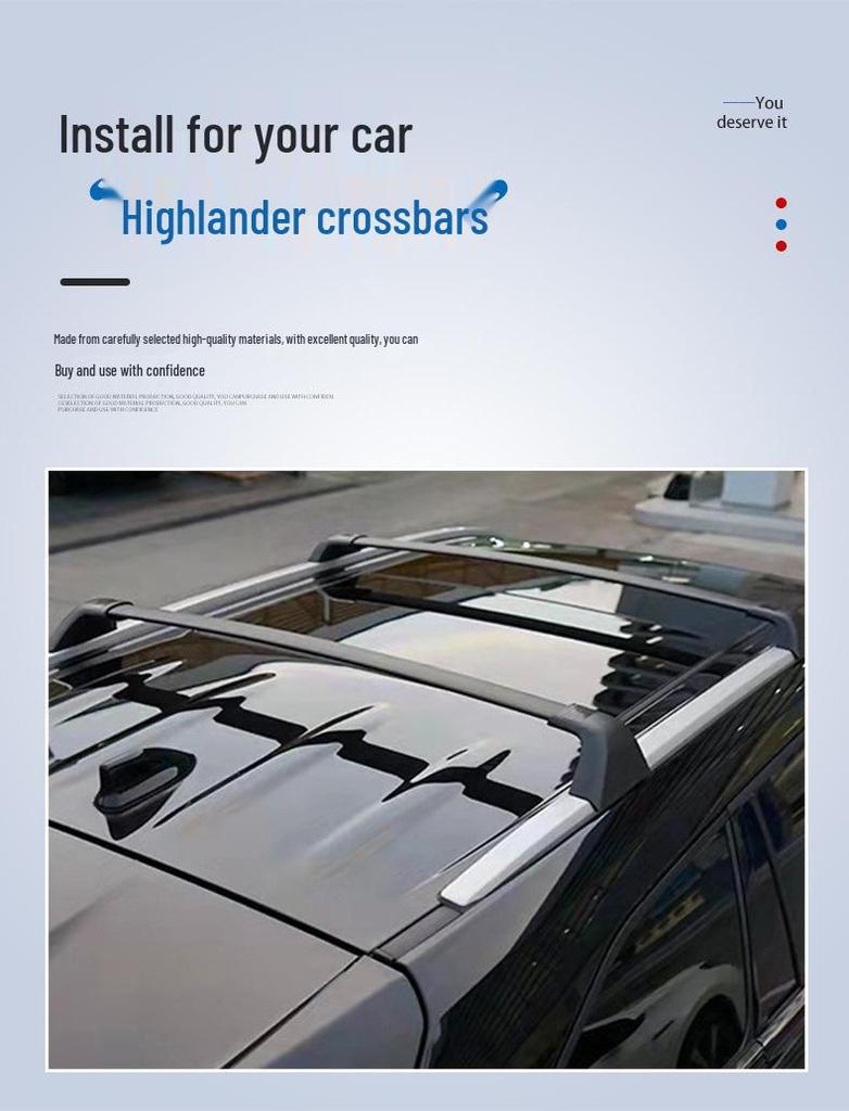 Highlander Crown Lu Fang Roof Crossbars: Thick Aluminum Luggage Rack for 22 Models